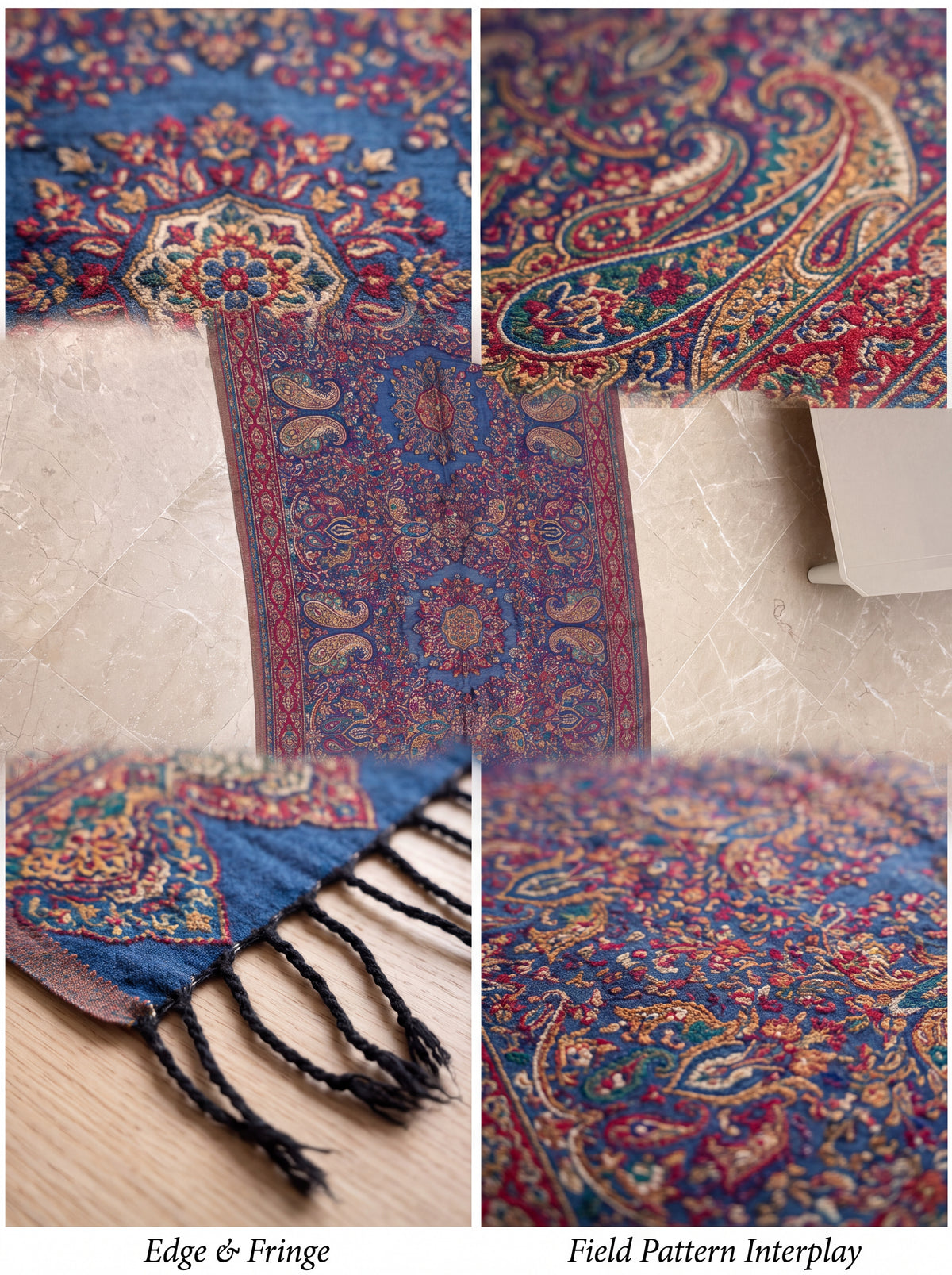 Crimson Paisley Silk Kaani Scarf