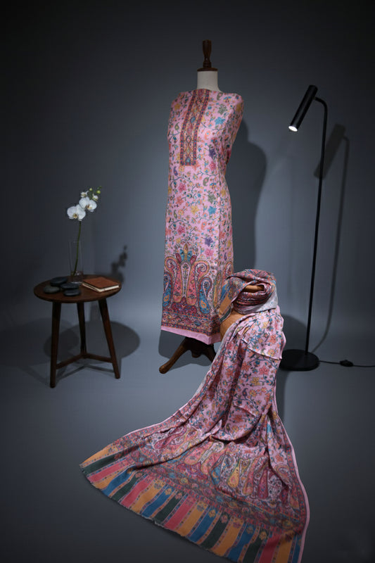 Elegant Pink Kalamkar Suit