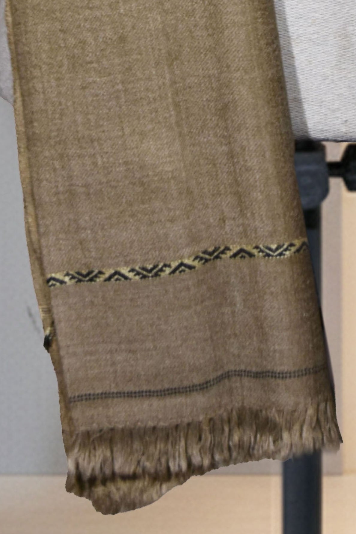Classic Olive-Taupe Men’s Wool Shawl