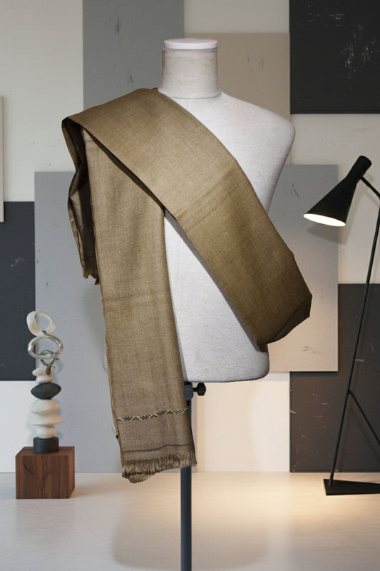 Classic Olive-Taupe Men’s Wool Shawl