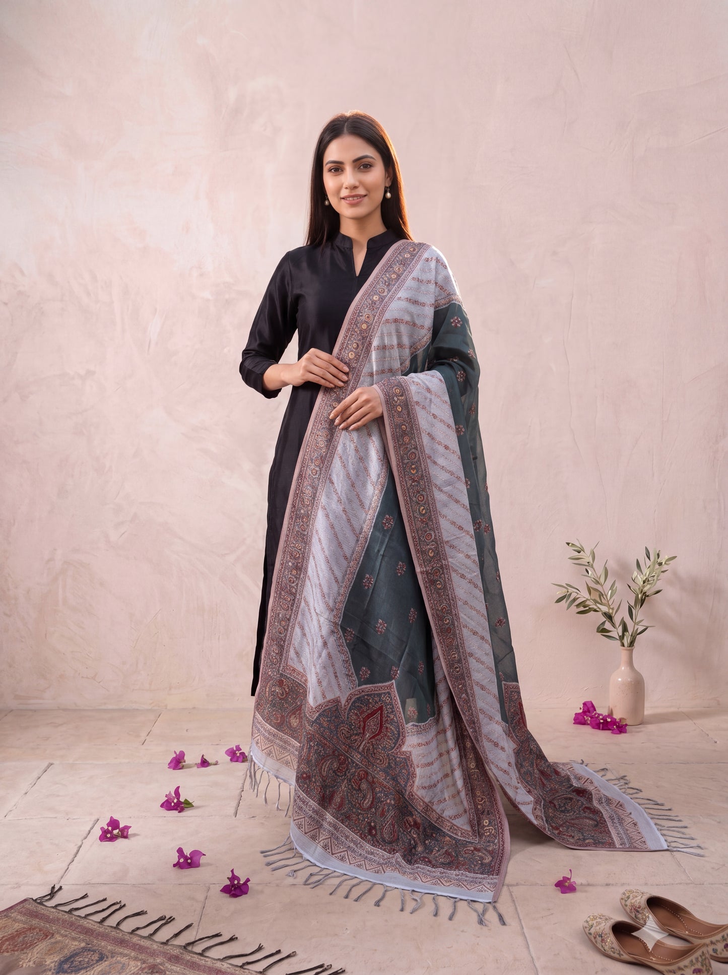 Dual-Tone Silk Kaani Woven Dupatta