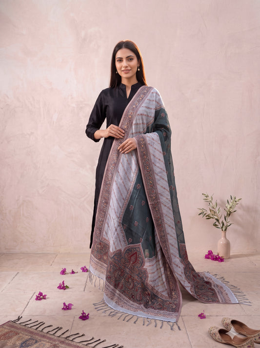 Dual-Tone Silk Kaani Woven Dupatta