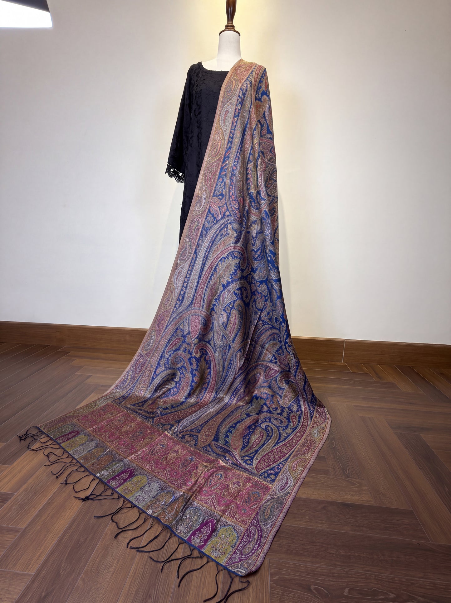Royal Blue Silk Kaani Dupatta
