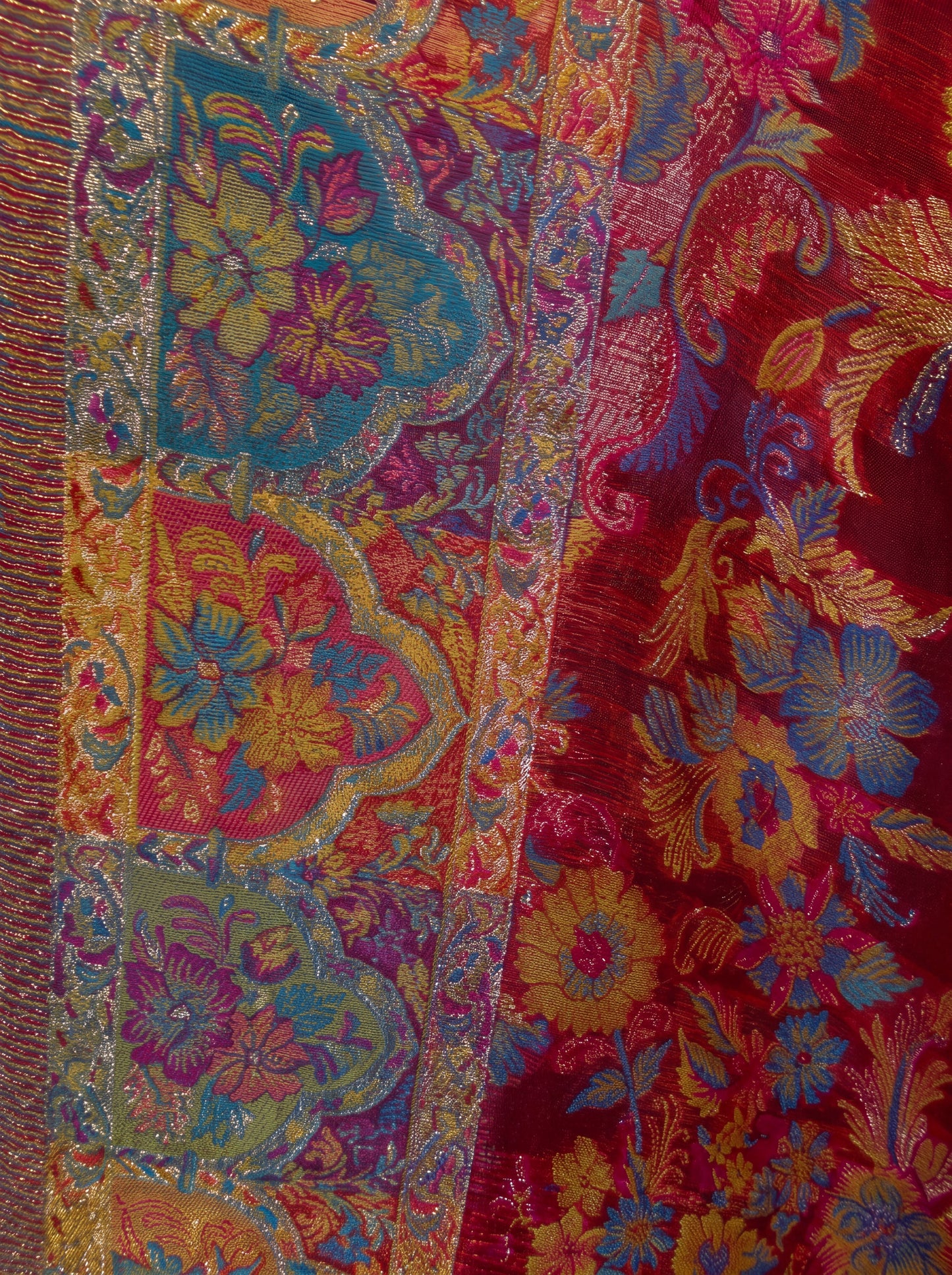 Crimson Red Silk Kaani Dupatta