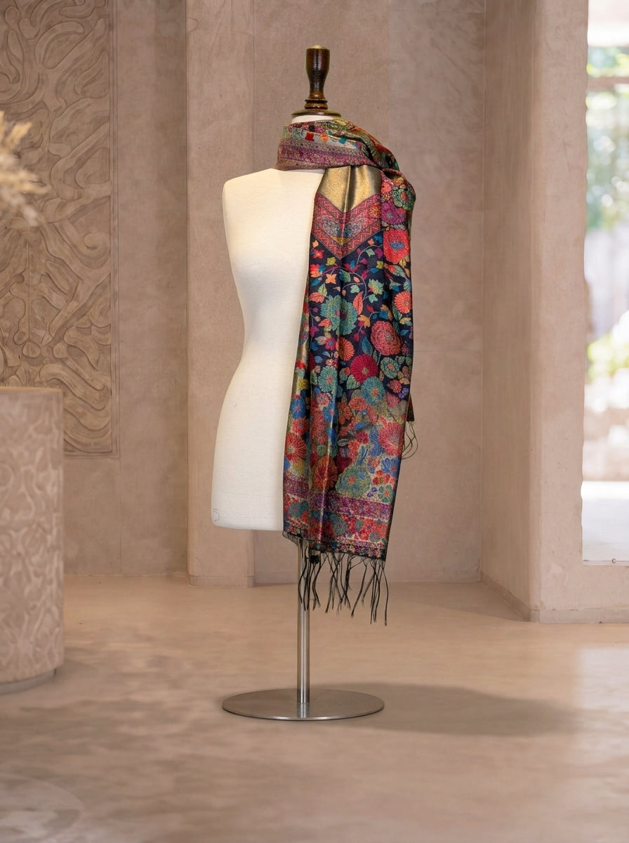 Moonlight Bloom Metallic Scarf