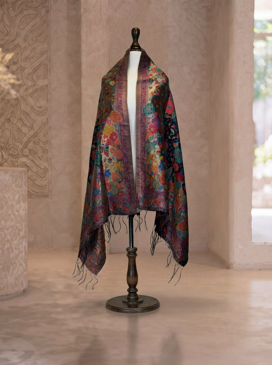 Moonlight Bloom Metallic Scarf