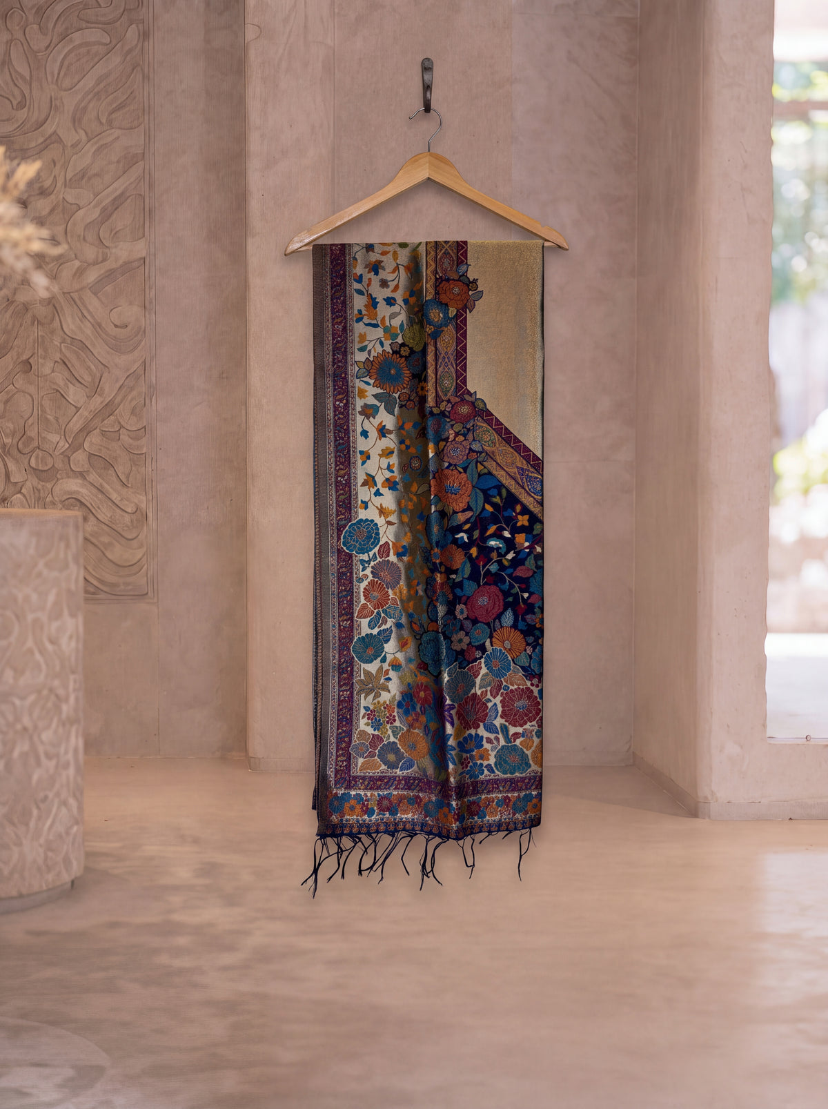 Moonlight Floral Metallic Scarf