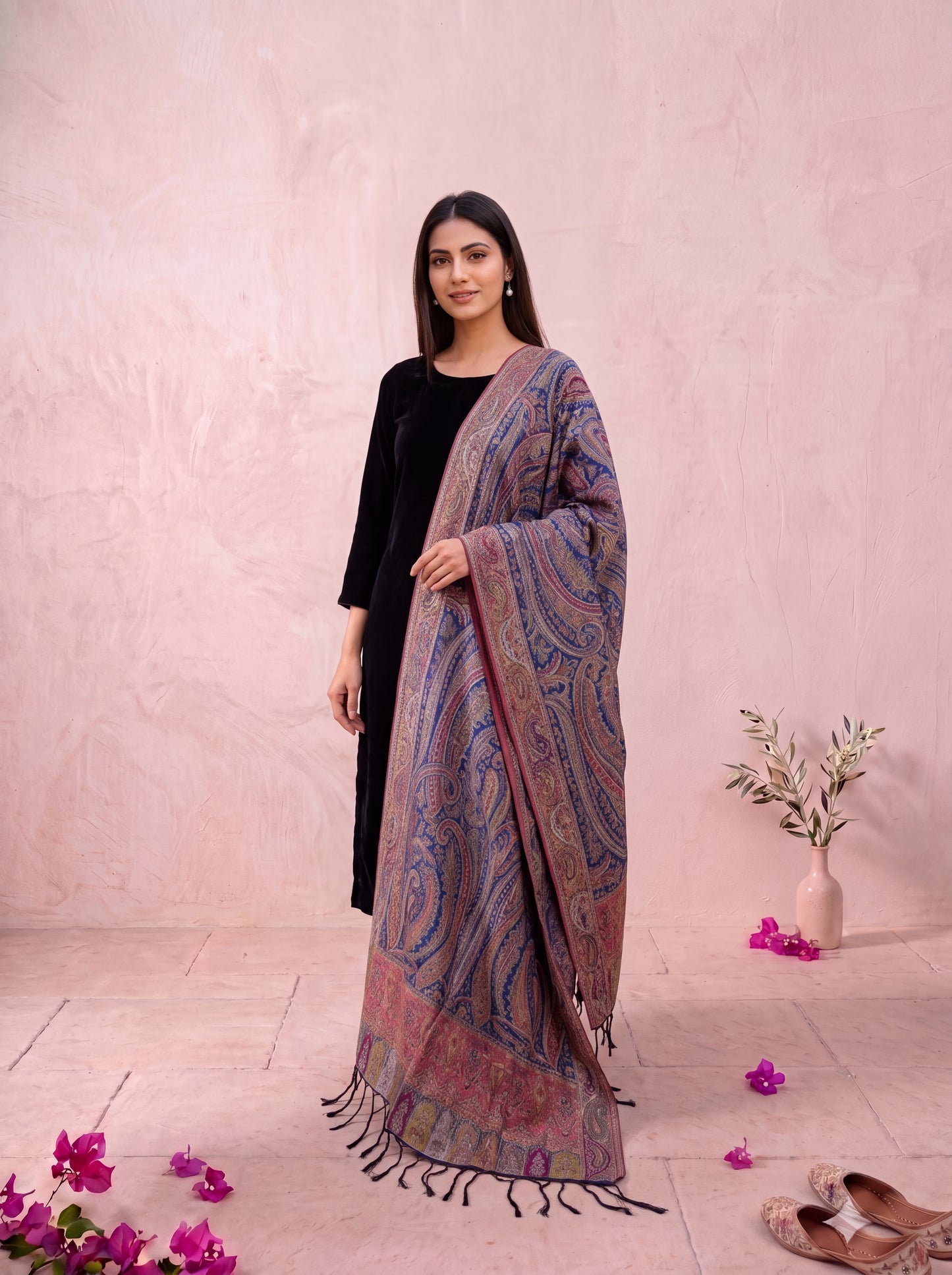 Royal Blue Silk Kaani Dupatta