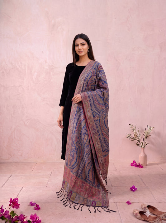 Royal Blue Silk Kaani Dupatta