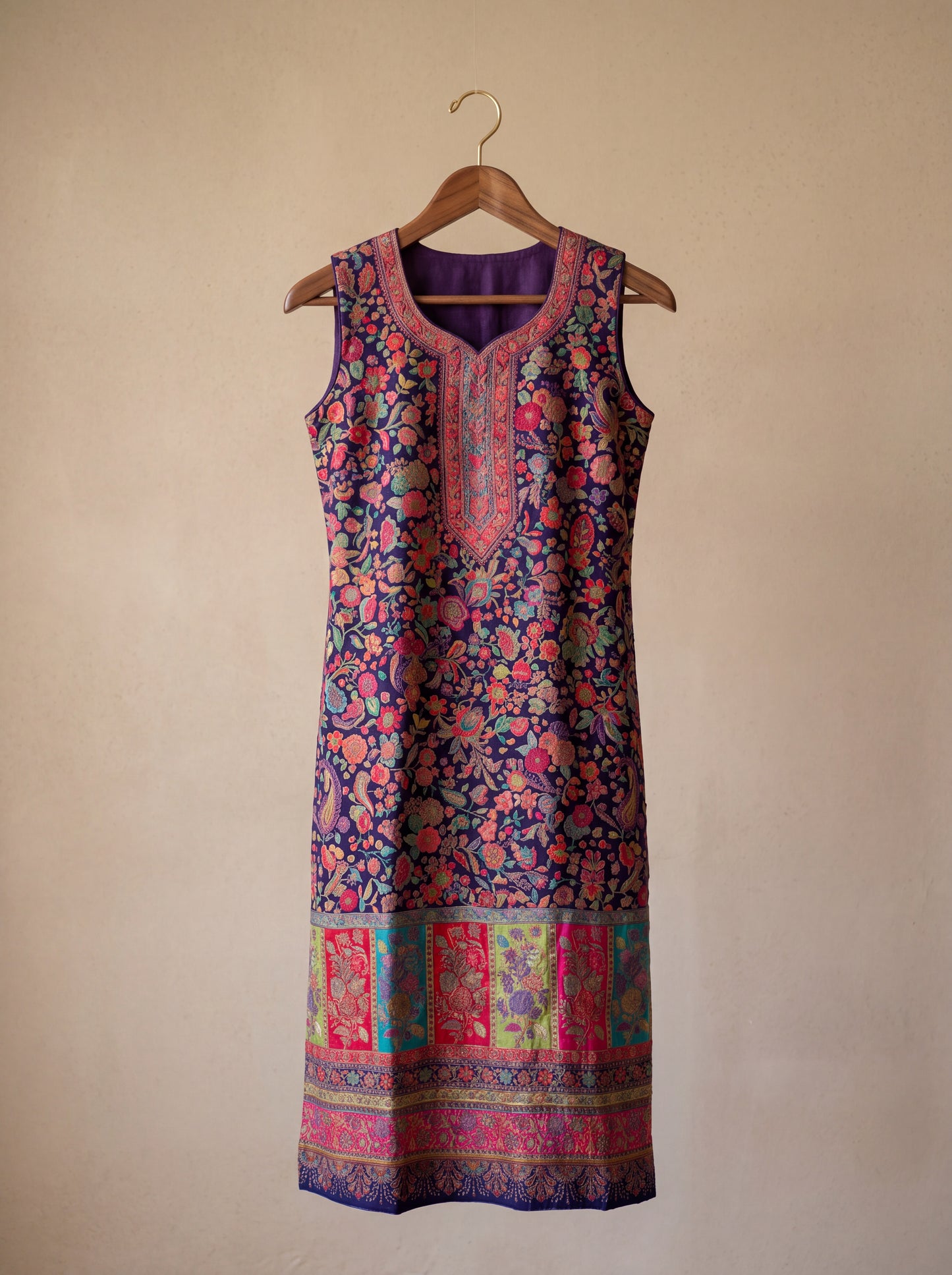 Navy/Purple Silk Kaani Suit