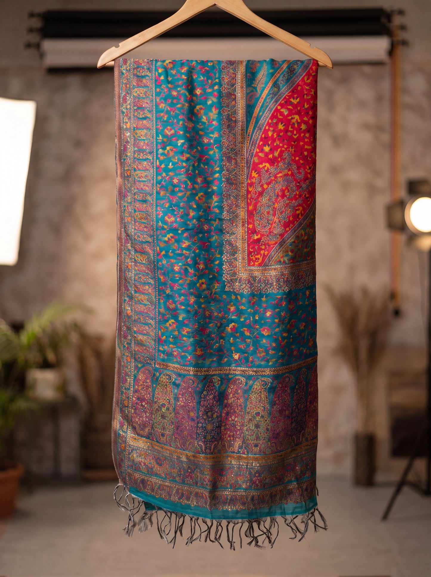 Teal Silk Kaani Suit