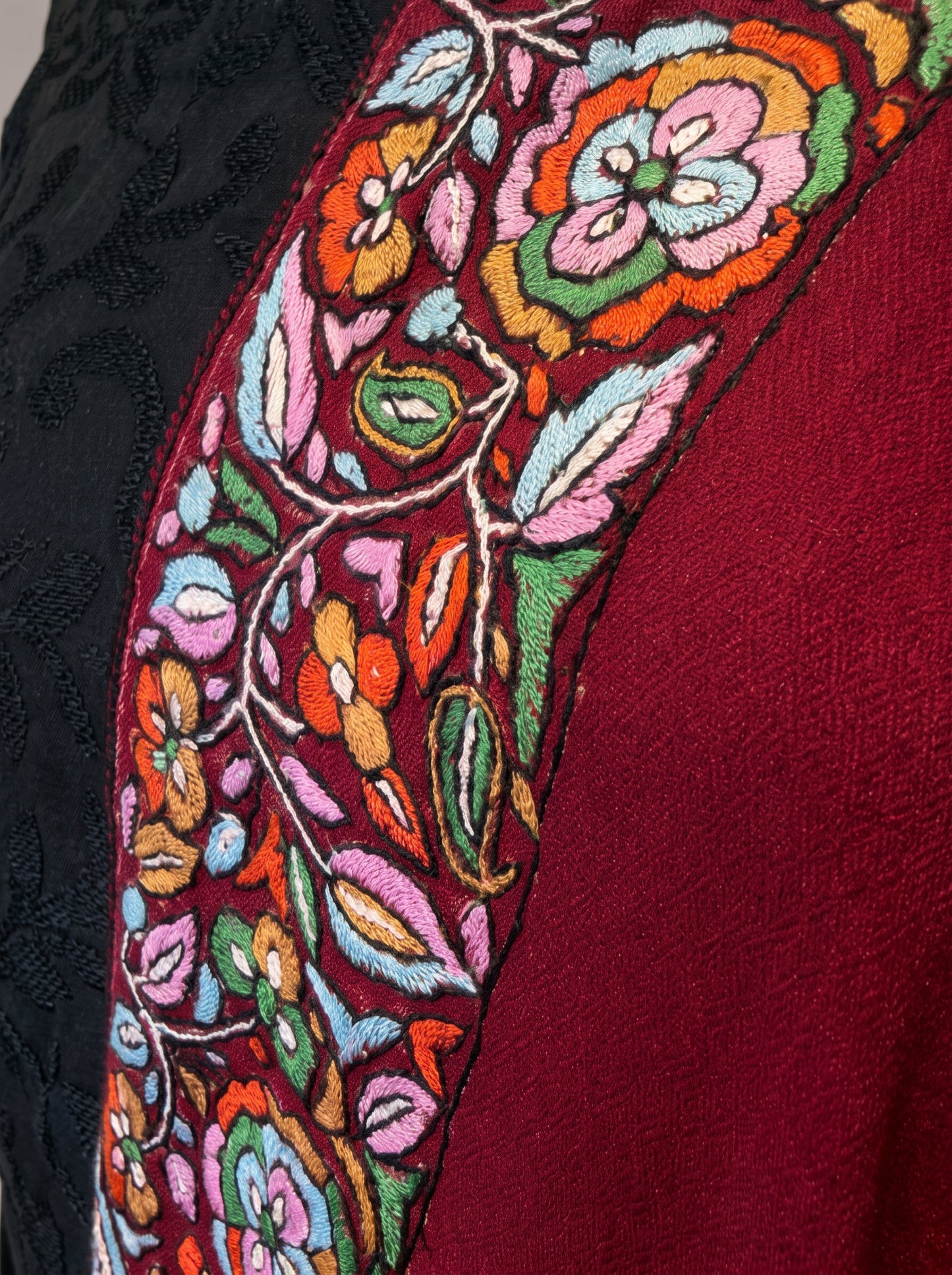 Maroonish Pink Pashmina Embroidered Shawl