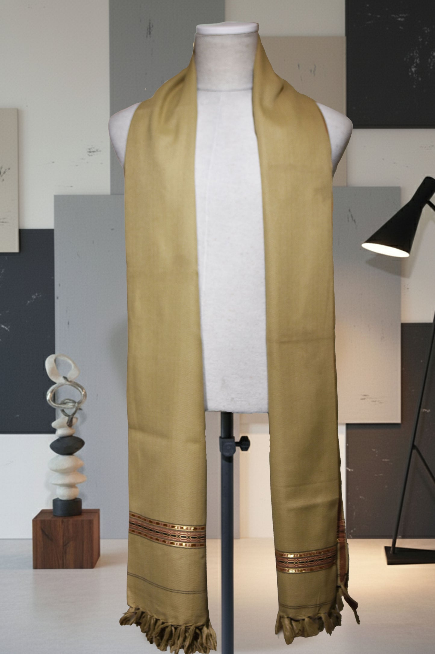 Grace- Muted Gold / Olive Gents Shawl