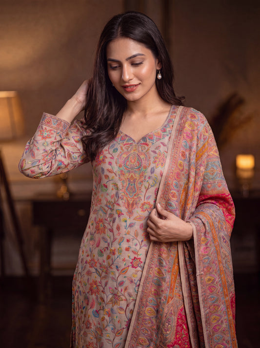 Dusty Pink Silk Kaani Suit