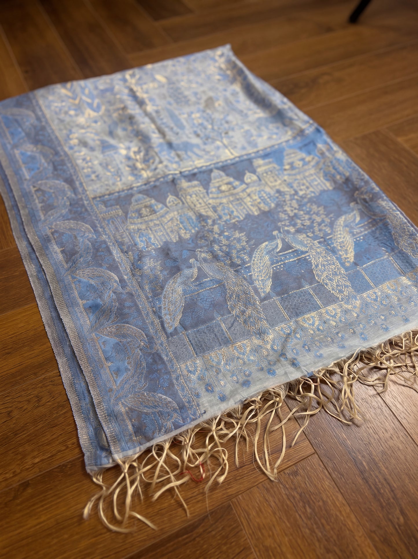 Slate Blue Silk Kaani Dupatta