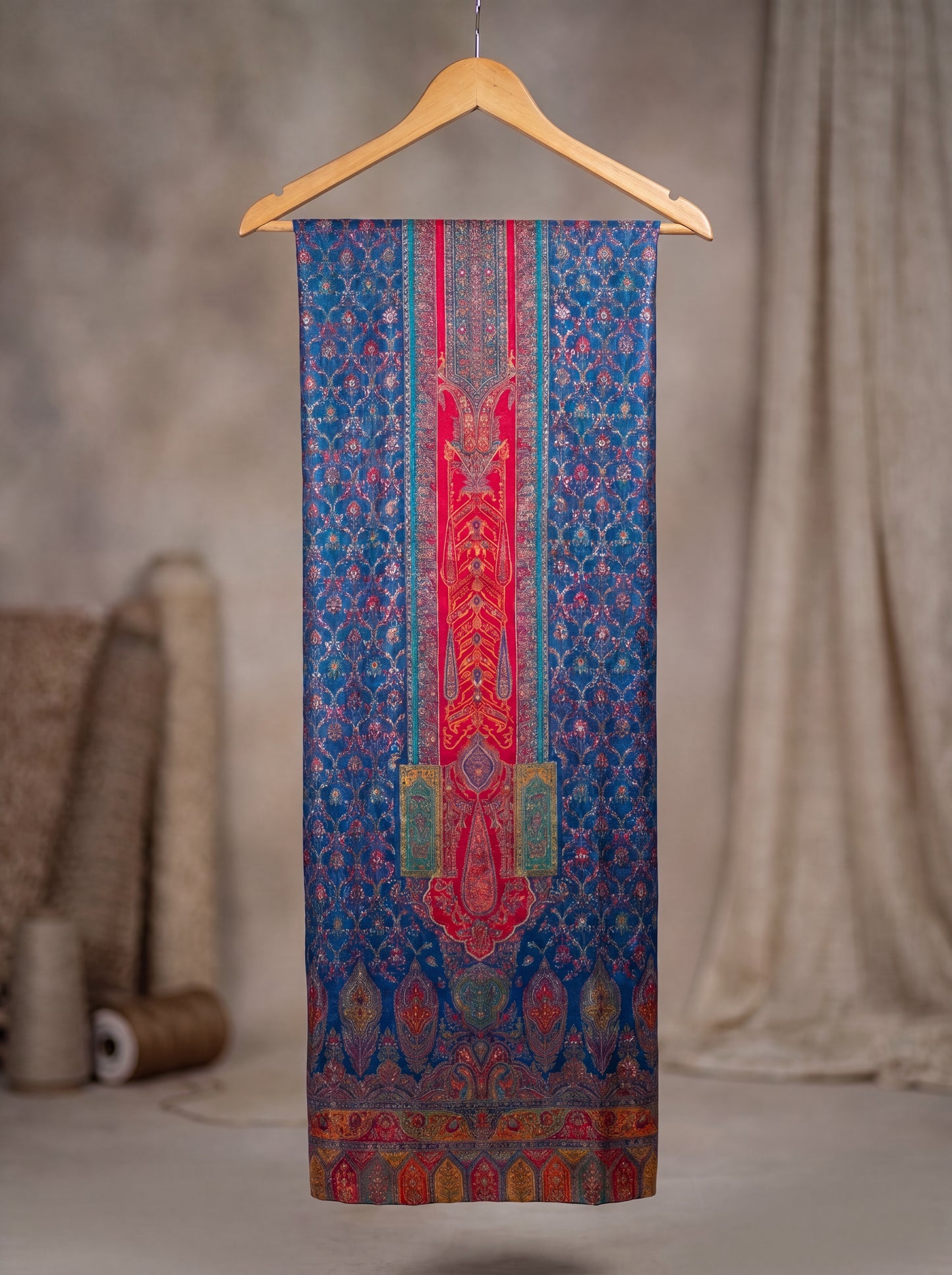 Royal Sapphire Silk Kaani Suit