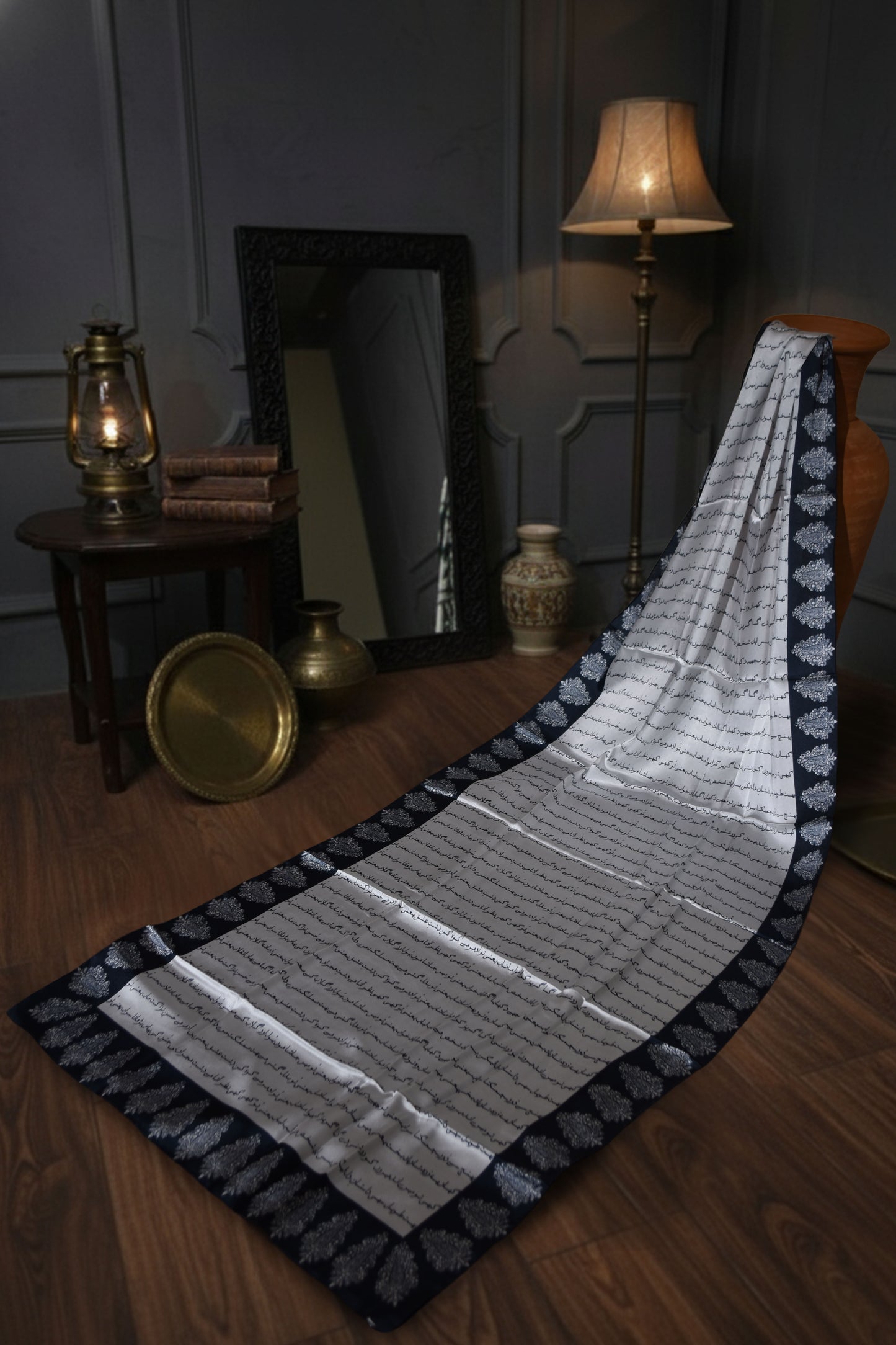 Monochrome Manto Urdu Calligraphy Scarf