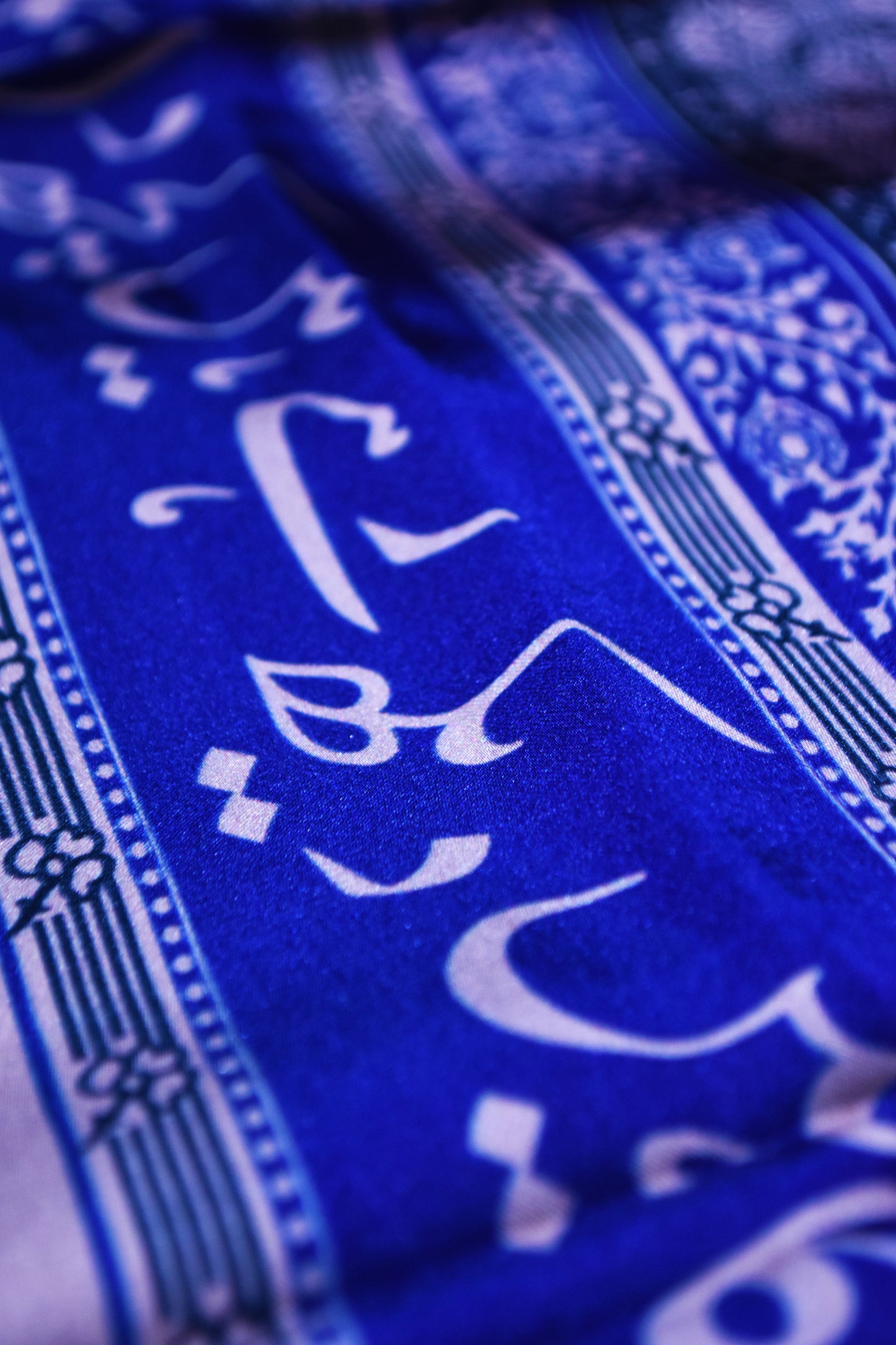 Manto Royal Blue & White Calligraphy Scarf