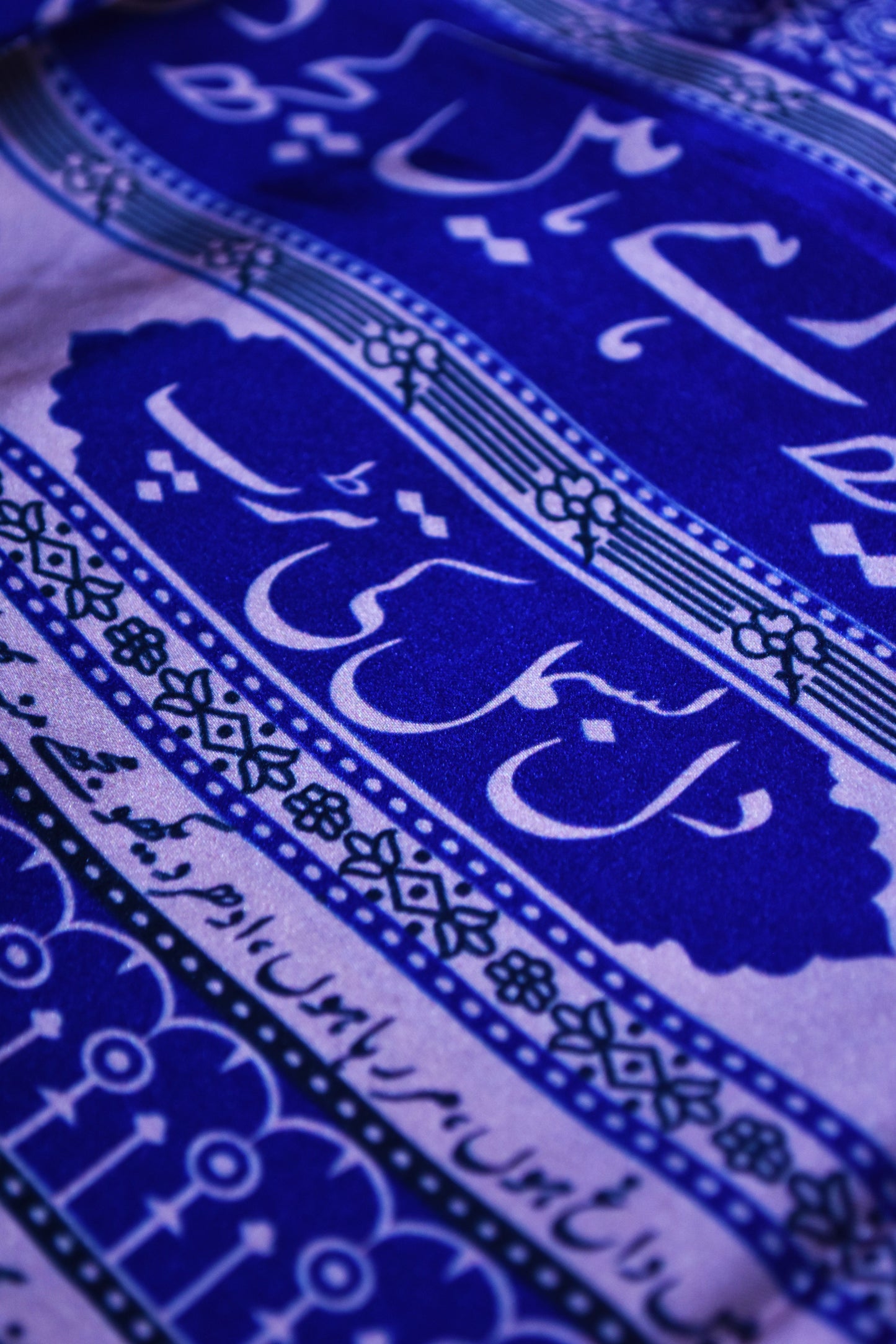 Manto Royal Blue & White Calligraphy Scarf