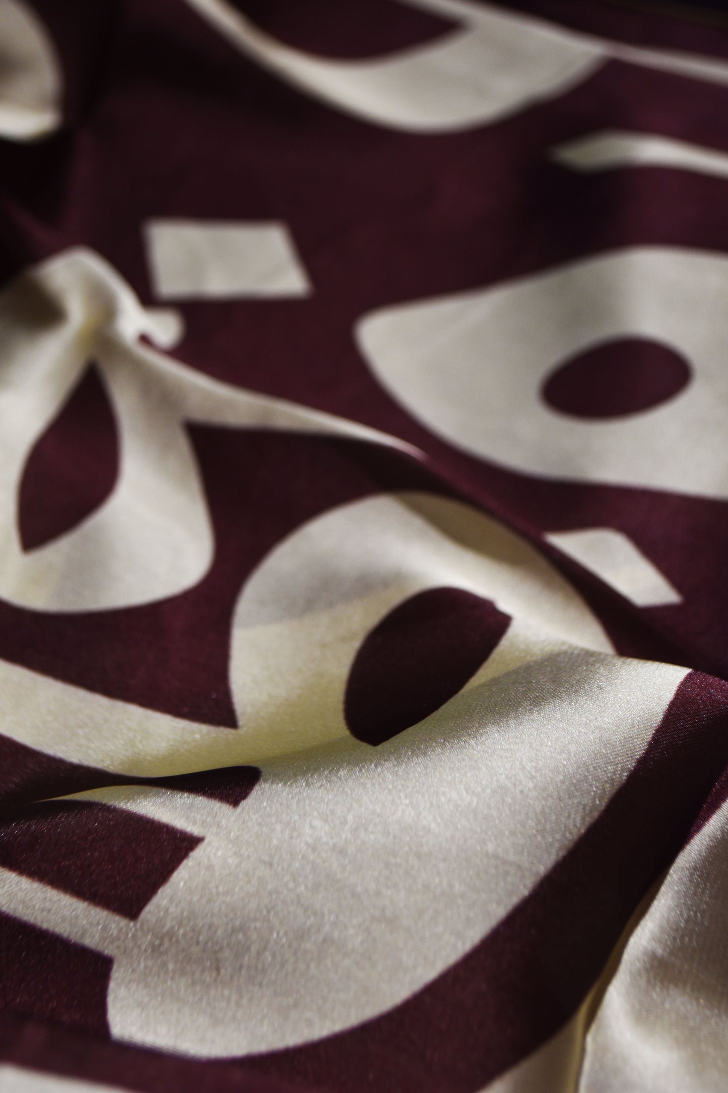 Manto Deep Maroon & Cream Calligraphy Scarf