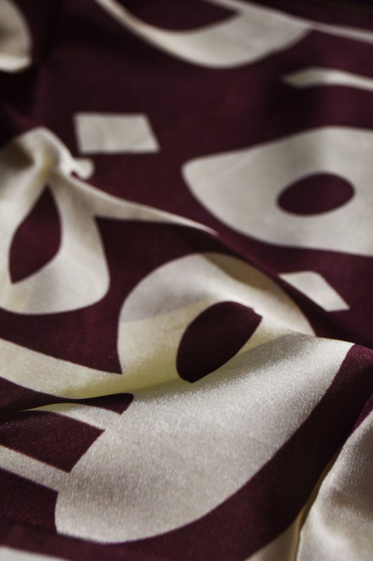 Manto Deep Maroon & Cream Calligraphy Scarf