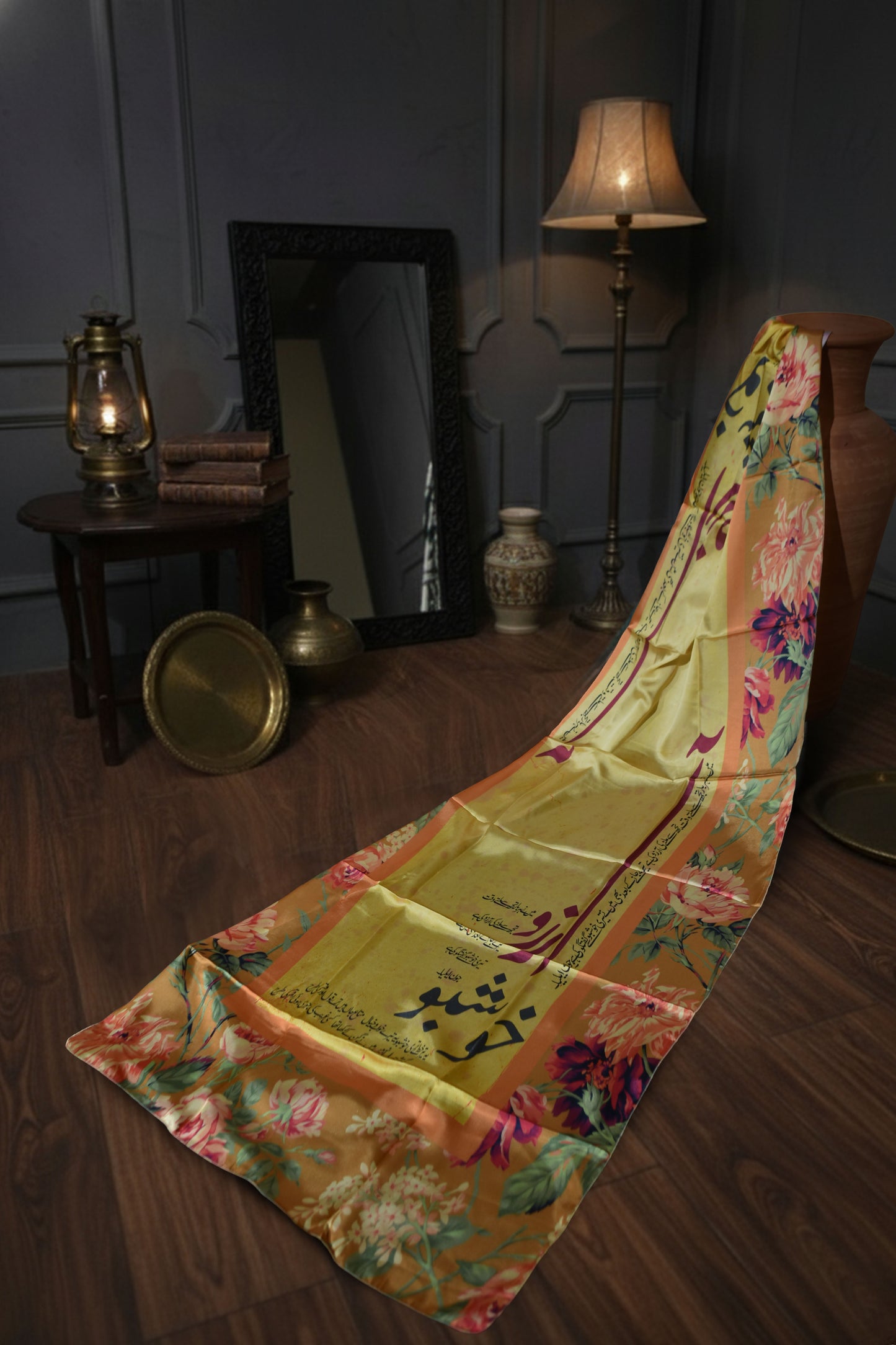 Manto Vibrant Yellow Floral Scarf