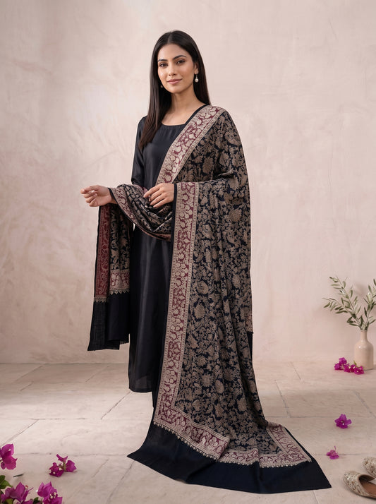 Pashmina Black Jama Shawl