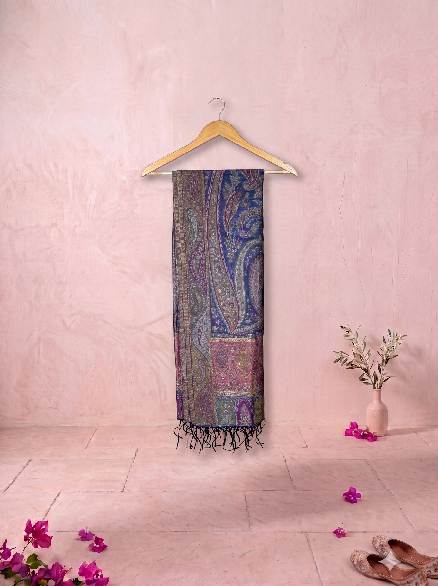 Royal Blue Silk Kaani Dupatta