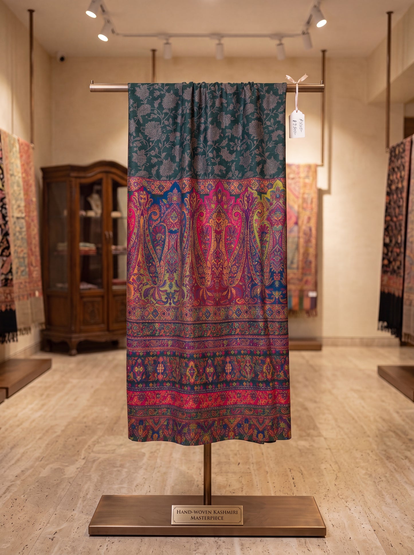 Emerald Majesty Silk Kaani Suit