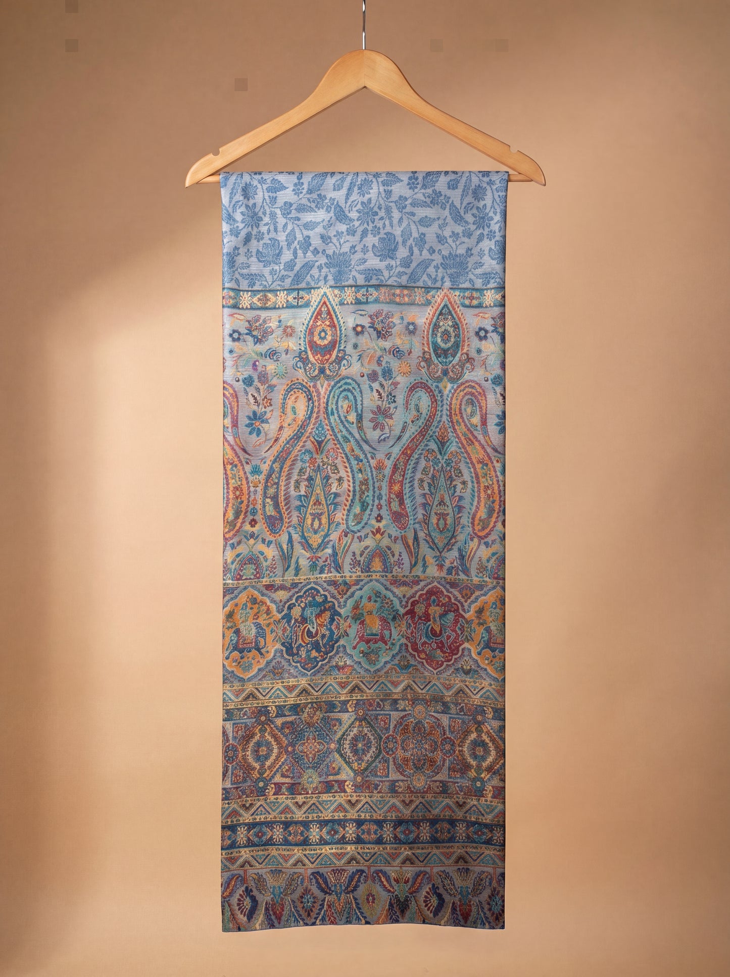 Serene Ice Blue Silk Kaani Suit