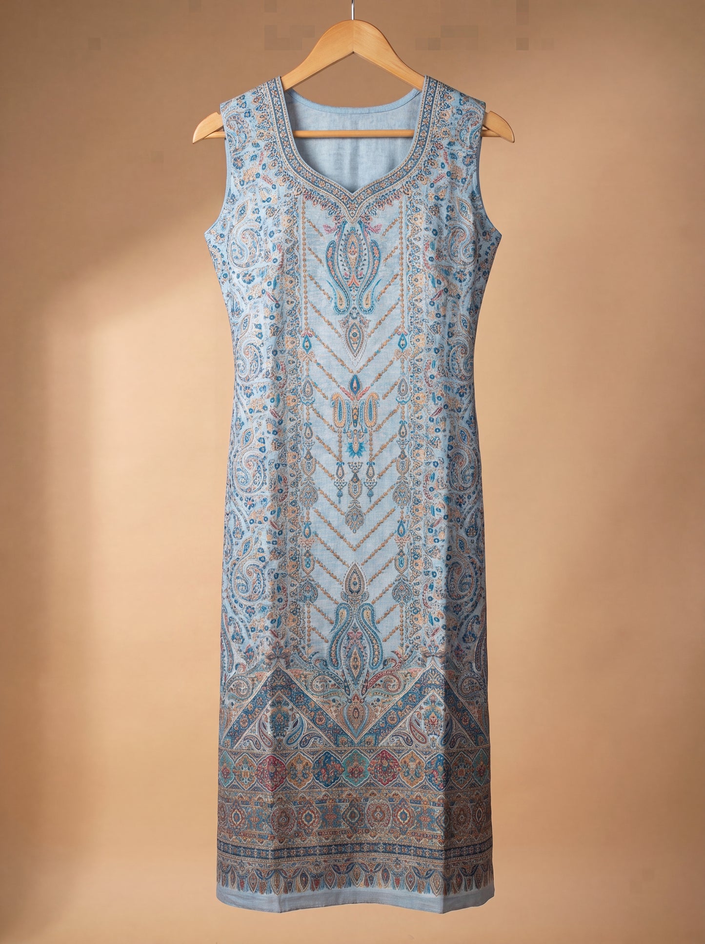 Serene Ice Blue Silk Kaani Suit