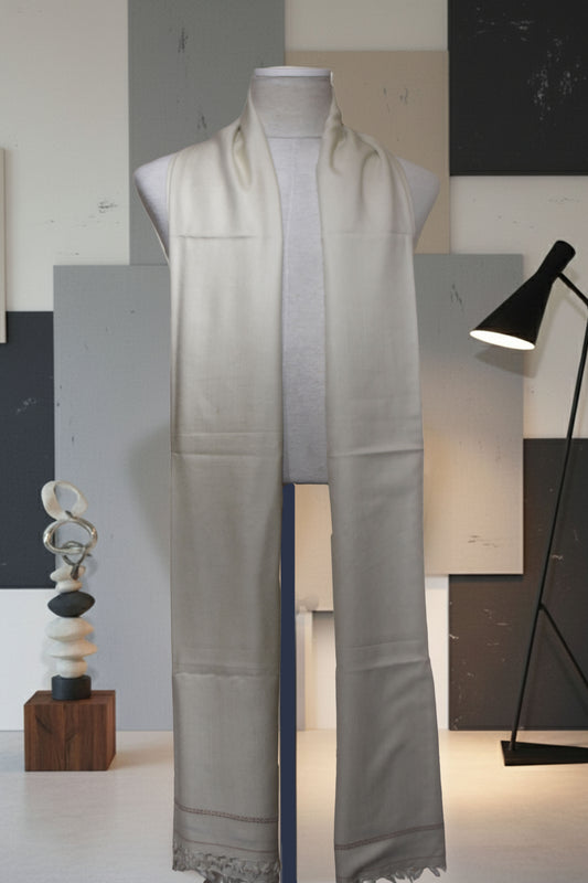 Pure Wool Tussa Gents Shawl – Warm Ivory