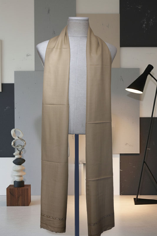 Pure Wool Tussa Gents Shawl – Camel Beige