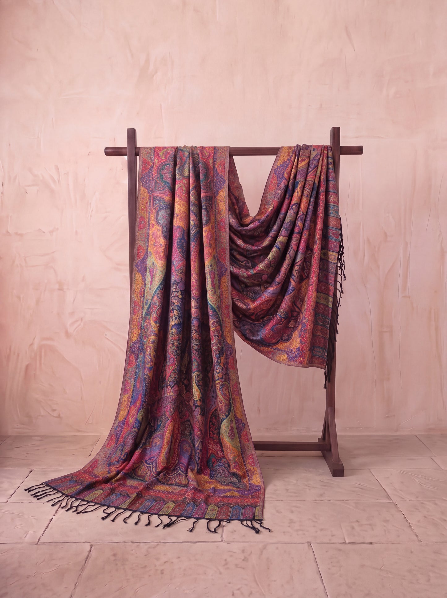 Jewel-Toned Royal Mughal Silk Kaani Dupatta