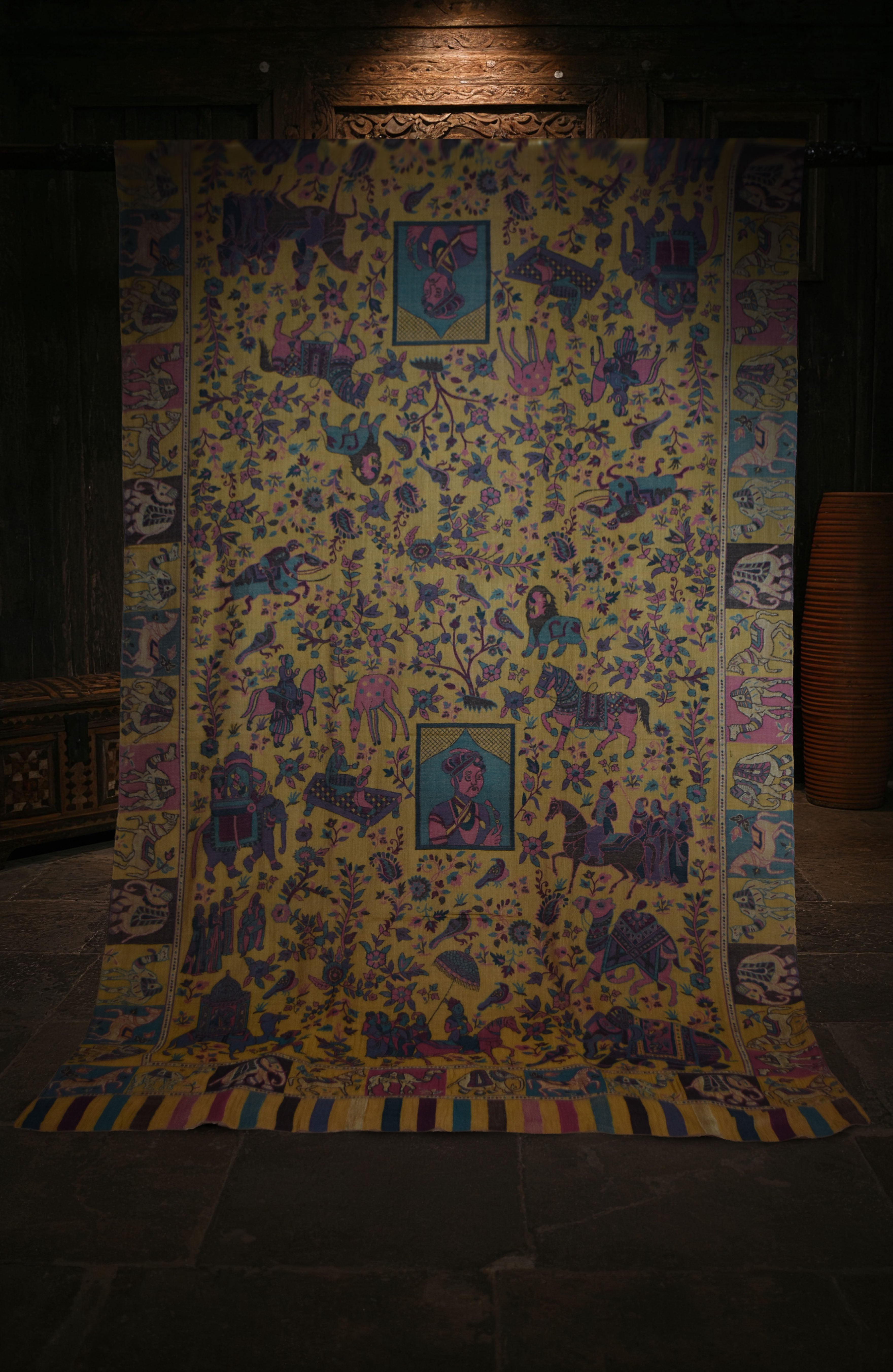 Shikaargah Kaani Banarsi Border Shawl (SKBBM-01)