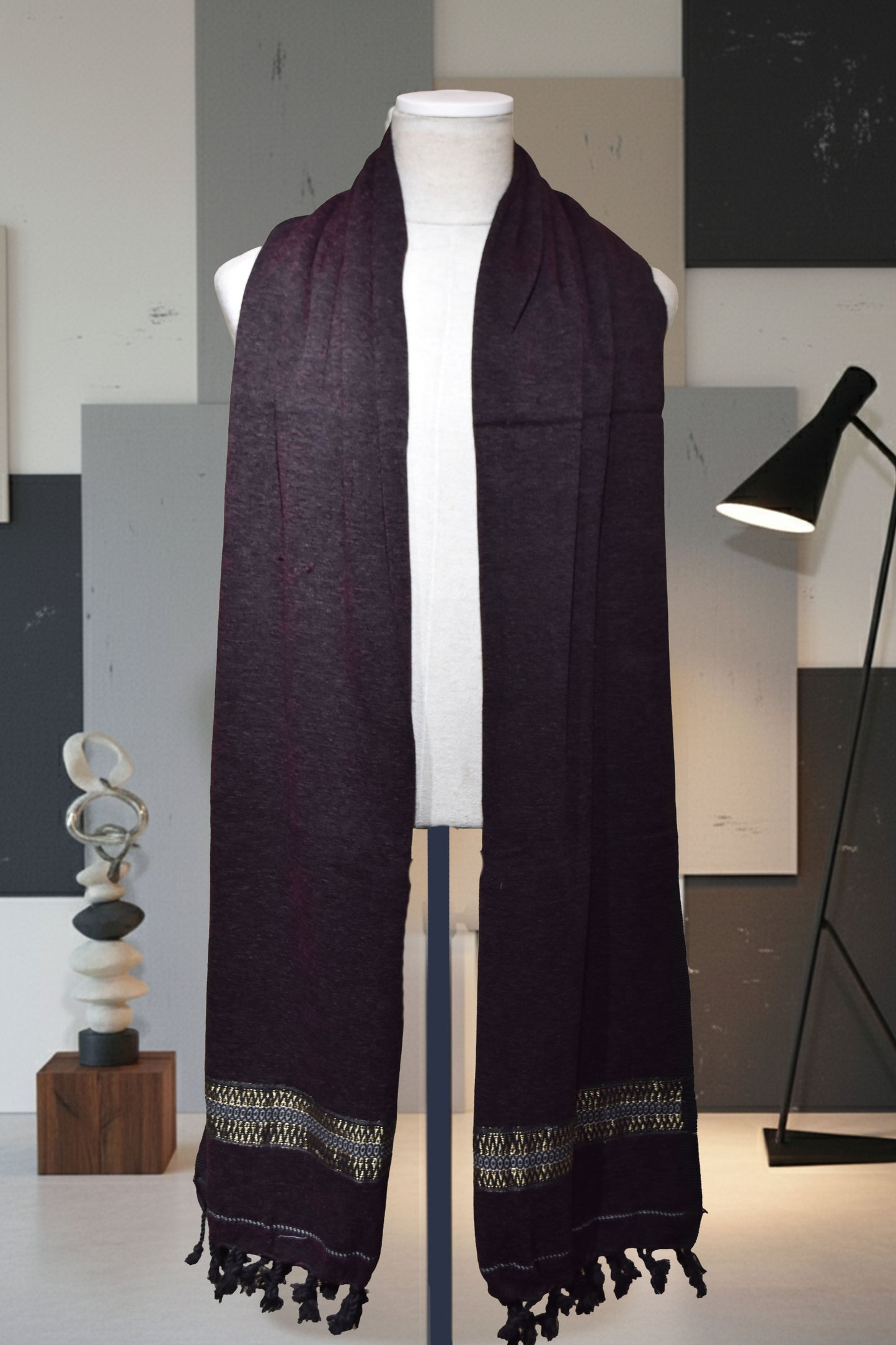Velvet Tussa Deep Plum Men’s Shawl