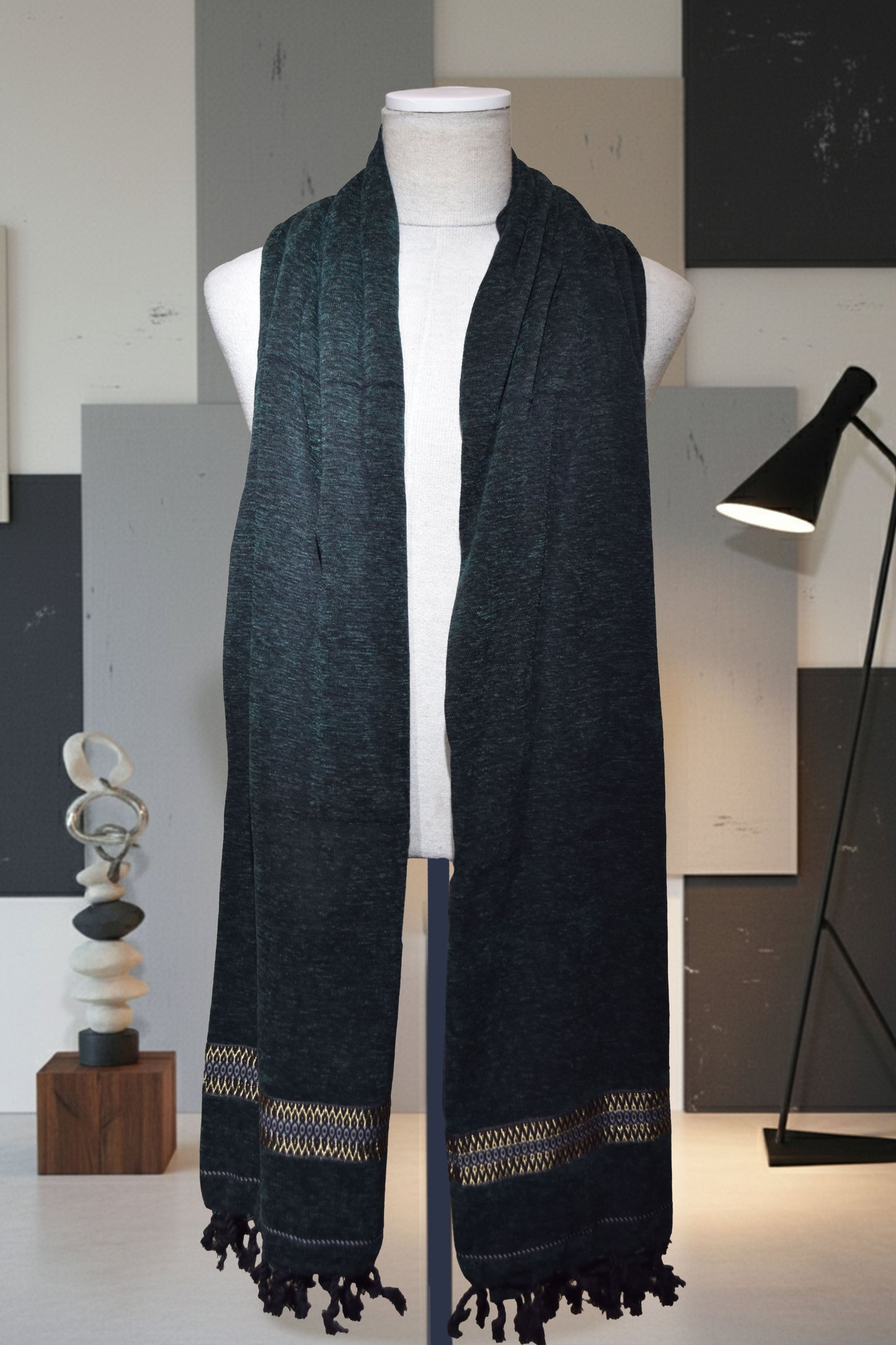 Velvet Tussa Forest Green Men’s Shawl