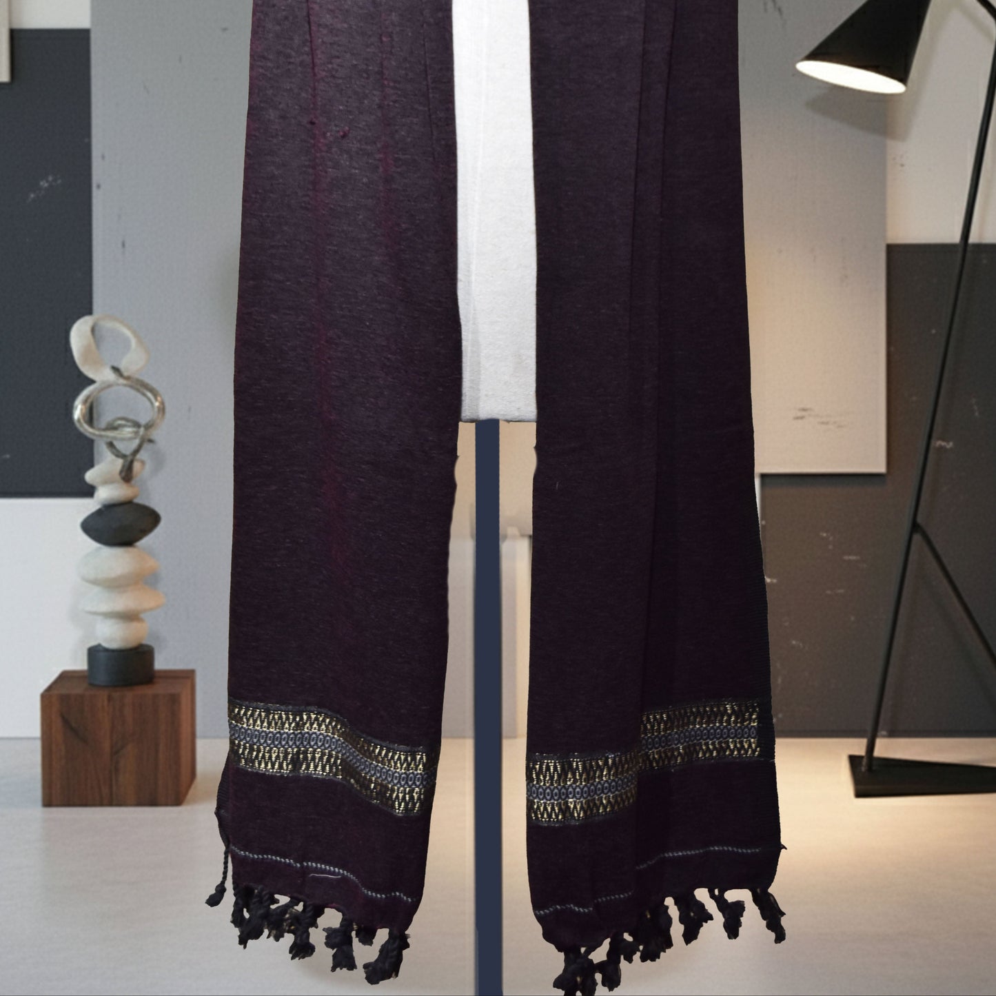 Velvet Tussa Deep Plum Men’s Shawl