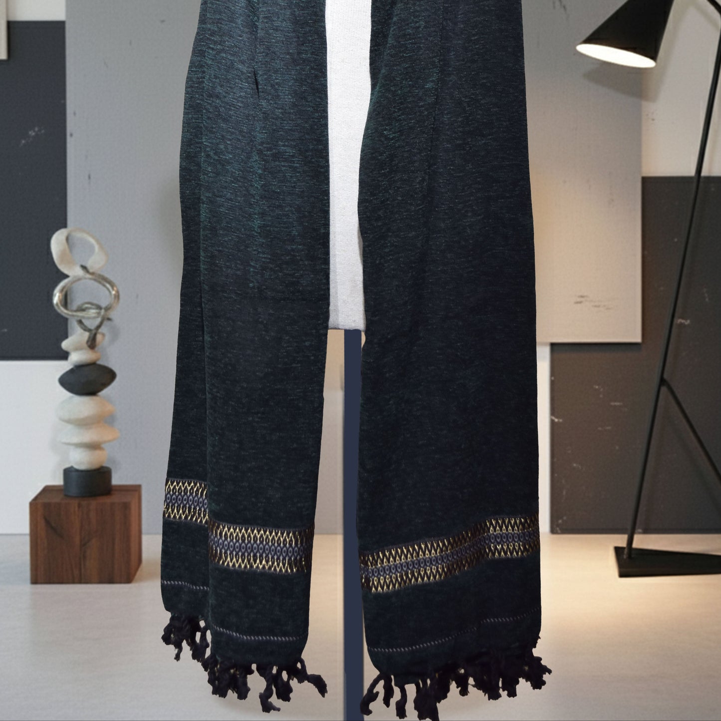 Velvet Tussa Forest Green Men’s Shawl