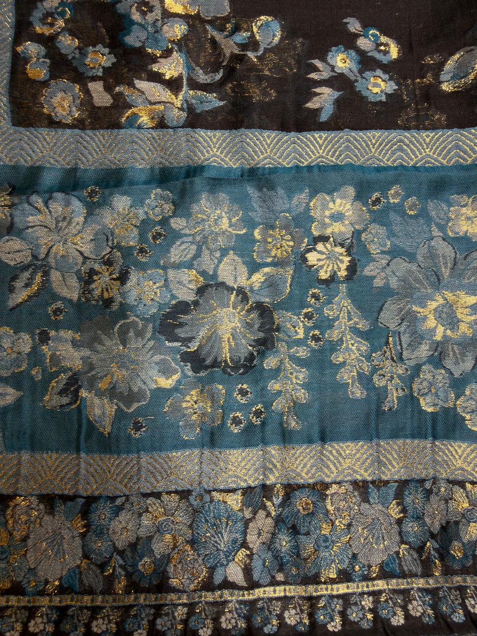 Midnight Blue & Gold Silk Kaani Dupatta