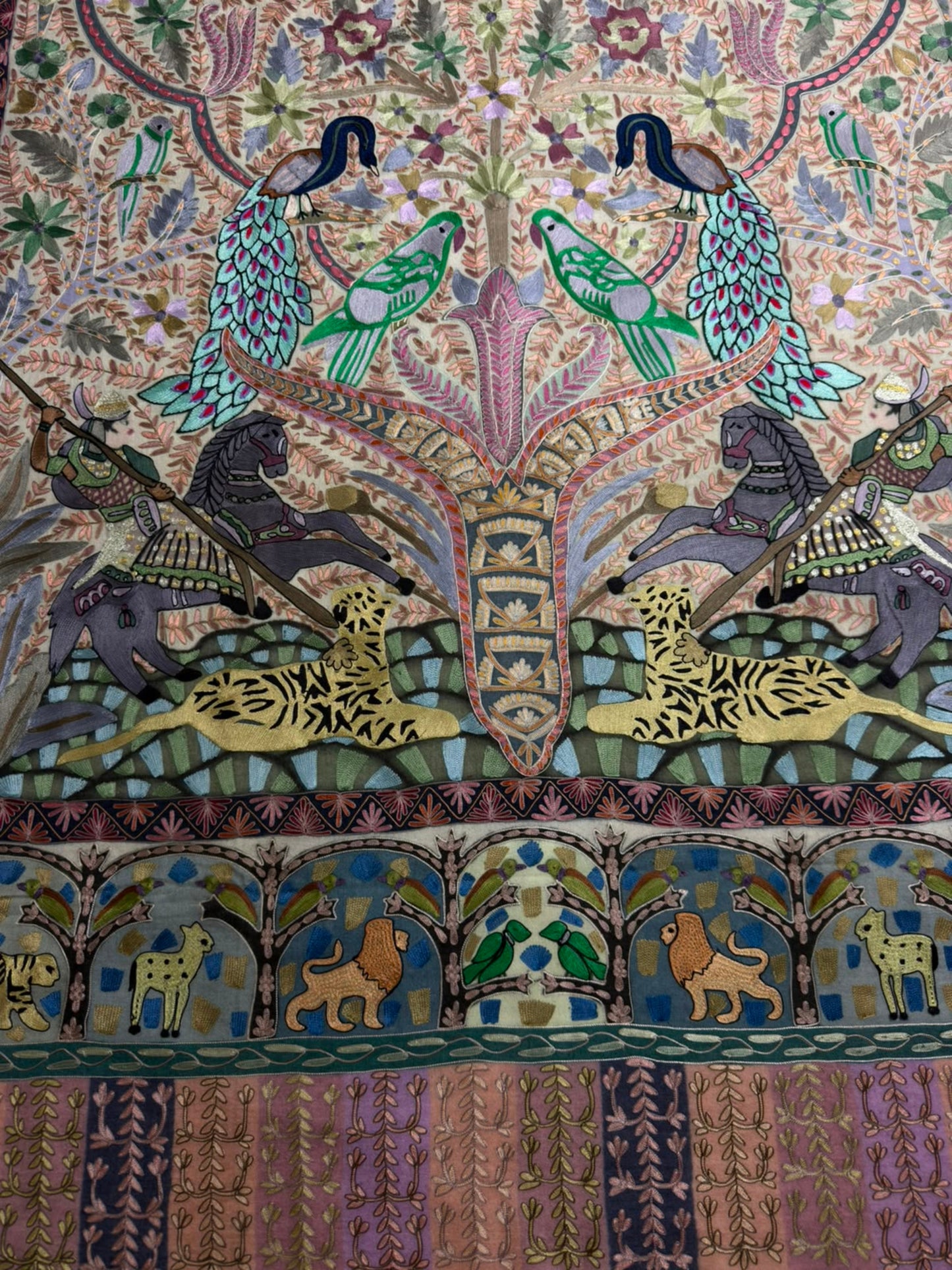 Kalamkari Shikargah Embroidered Shawl