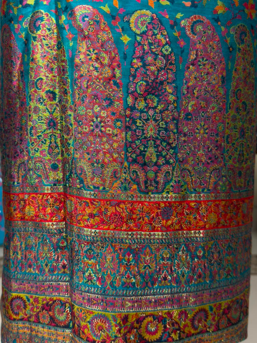 Teal Silk Kaani Suit
