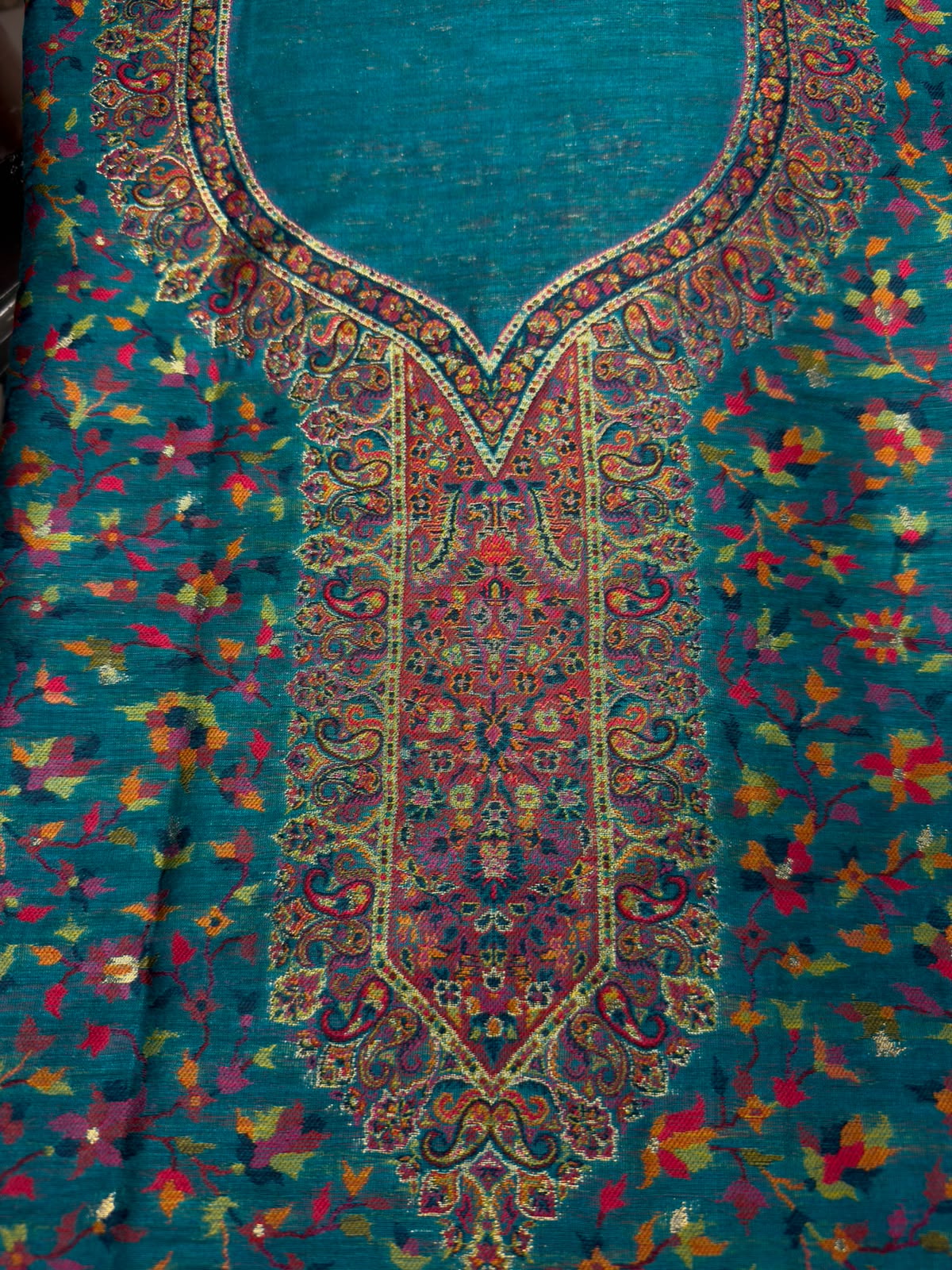 Teal Silk Kaani Suit