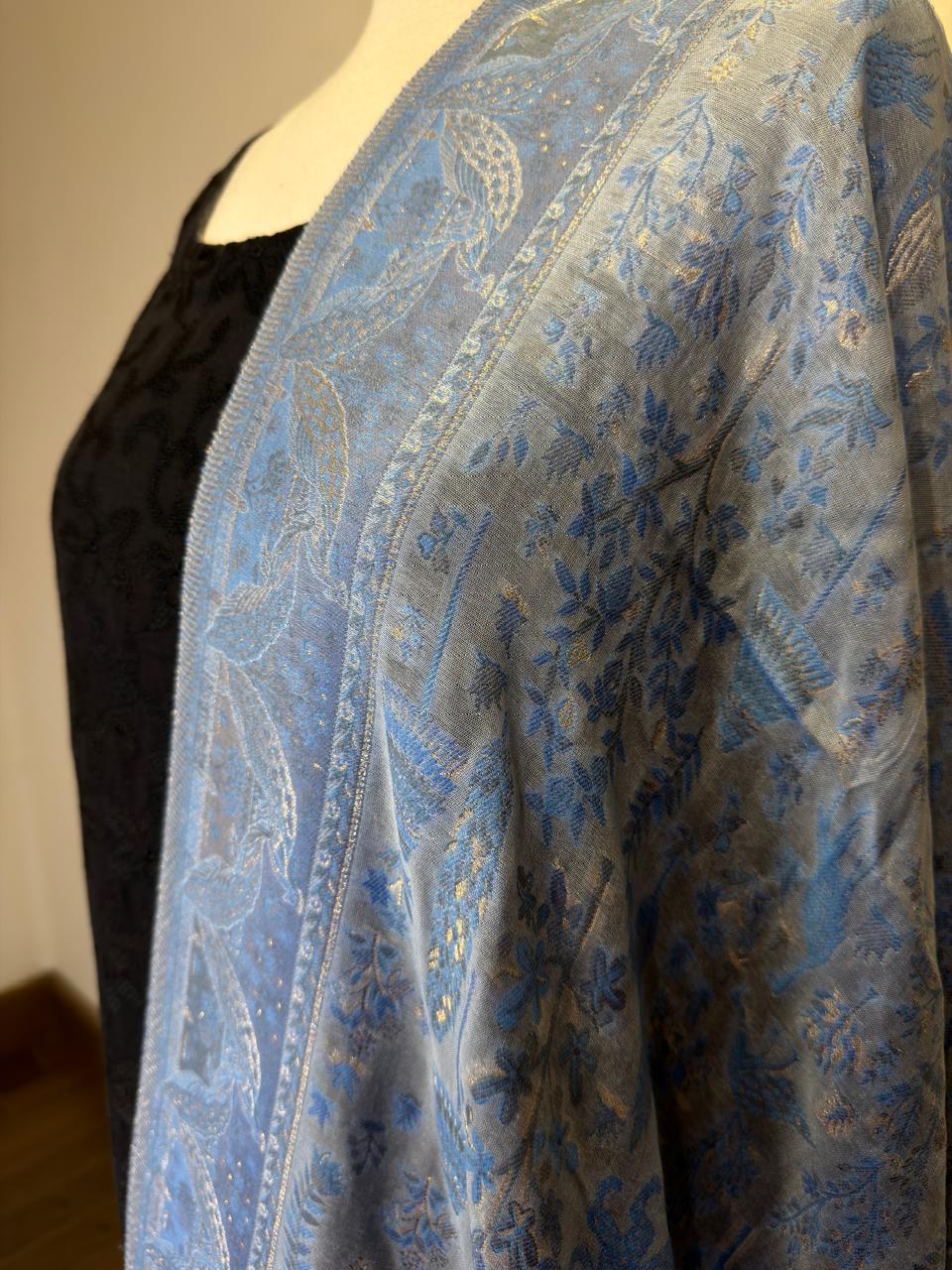 Slate Blue Silk Kaani Dupatta
