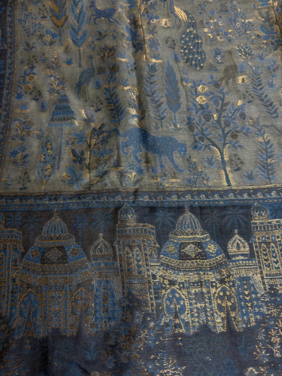 Slate Blue Silk Kaani Dupatta