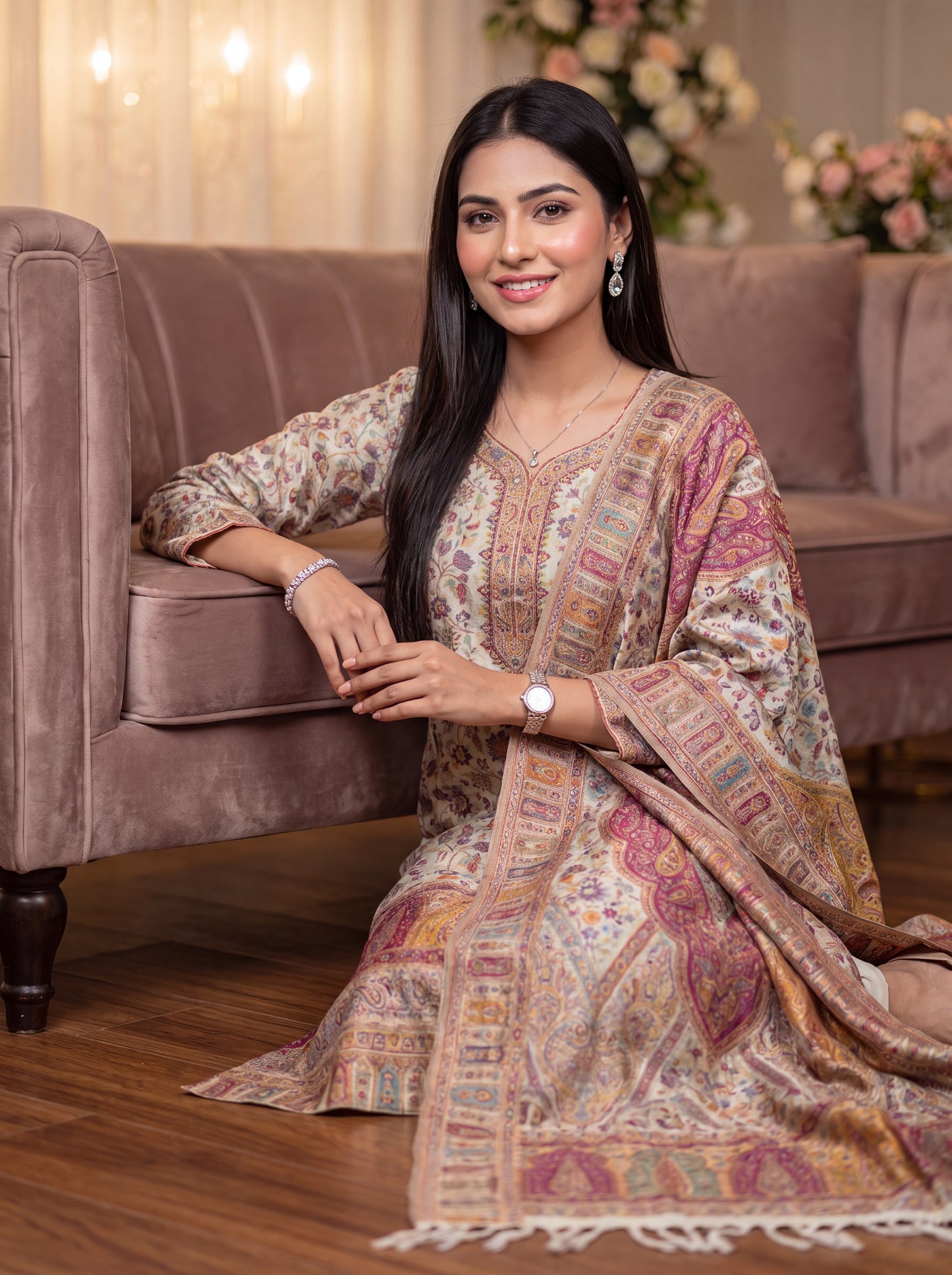 Pastle Pistachio Silk Kaani Suit