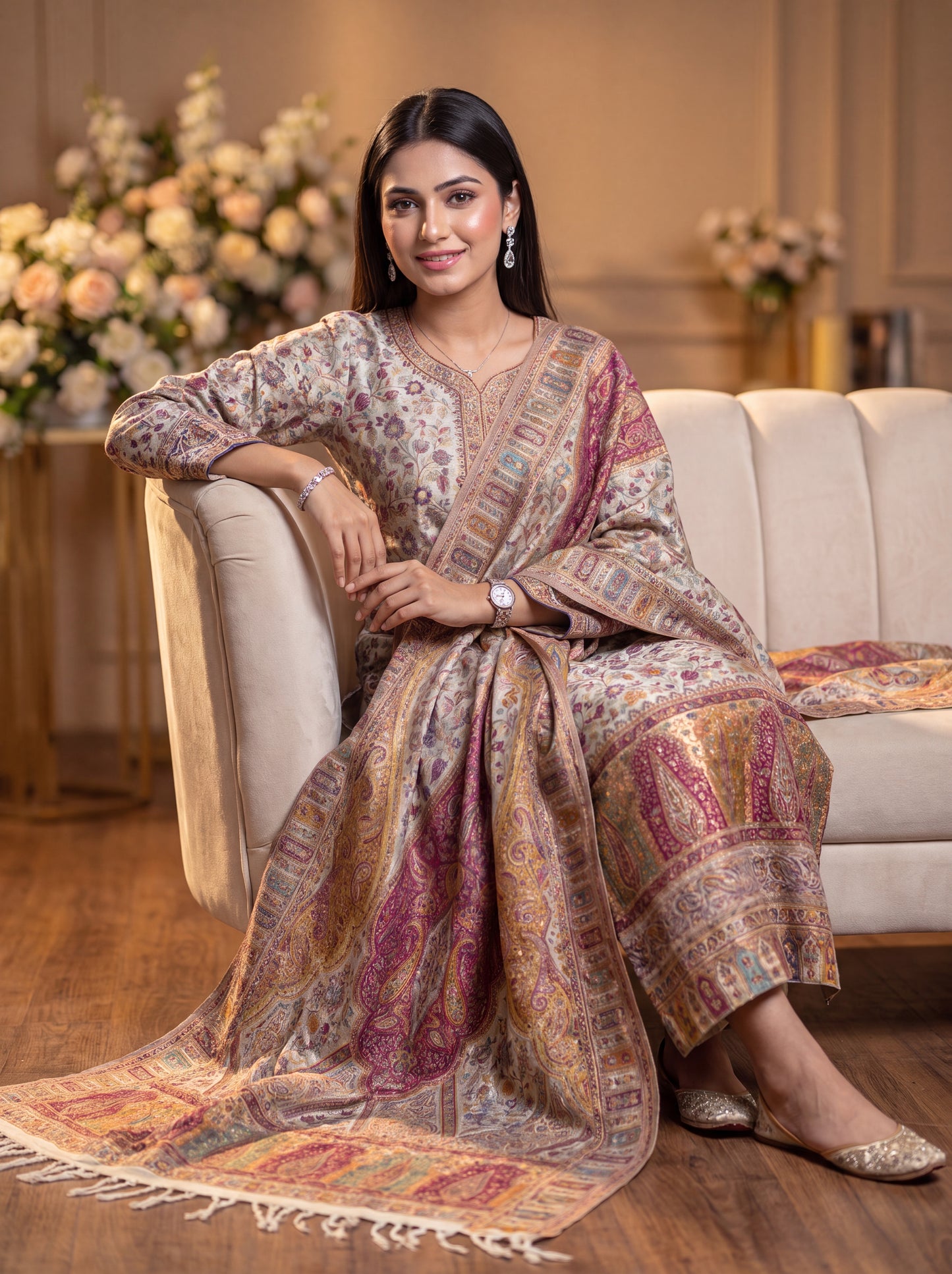 Pastle Pistachio Silk Kaani Suit