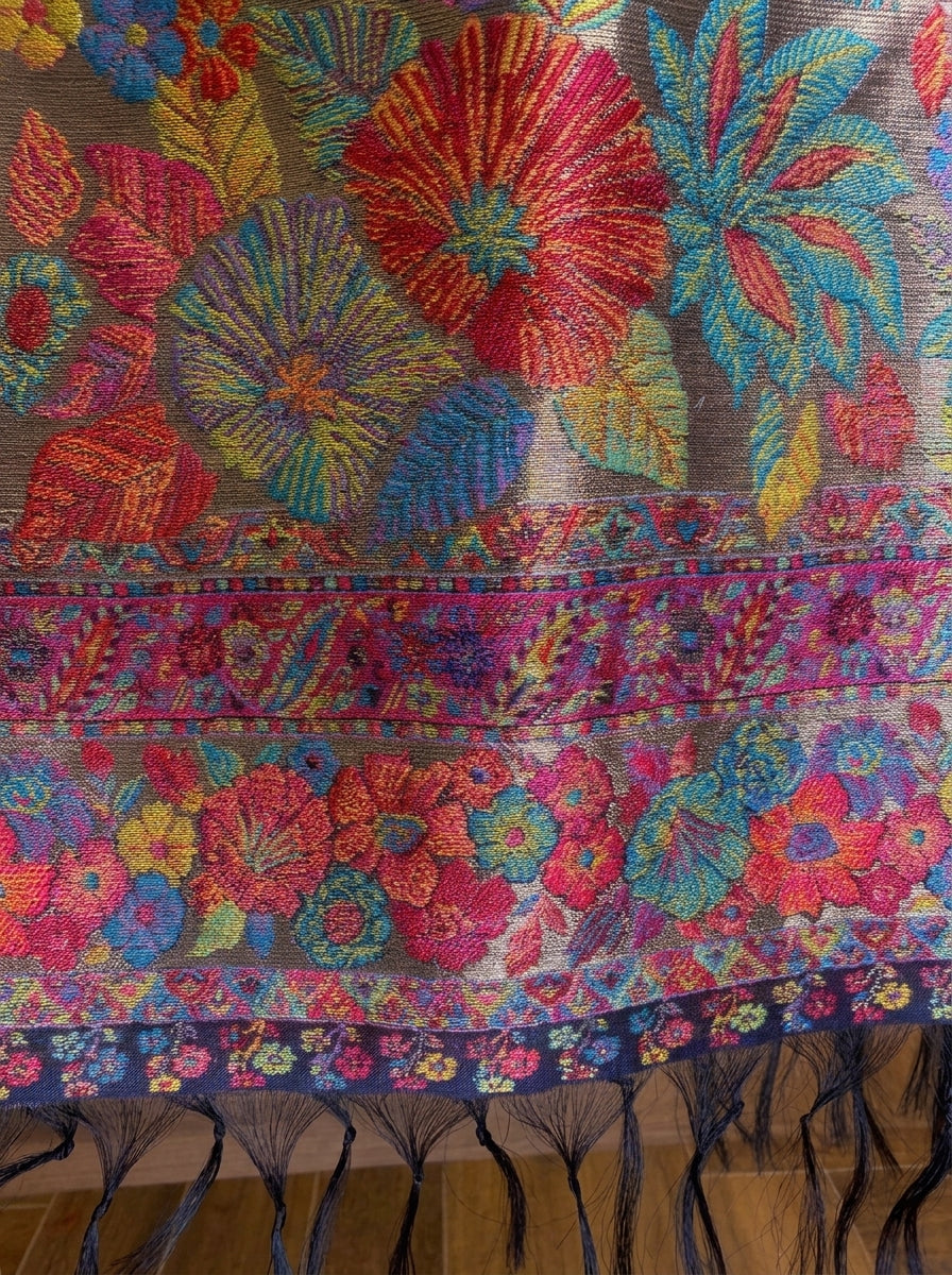 Moonlight Bloom Metallic Scarf