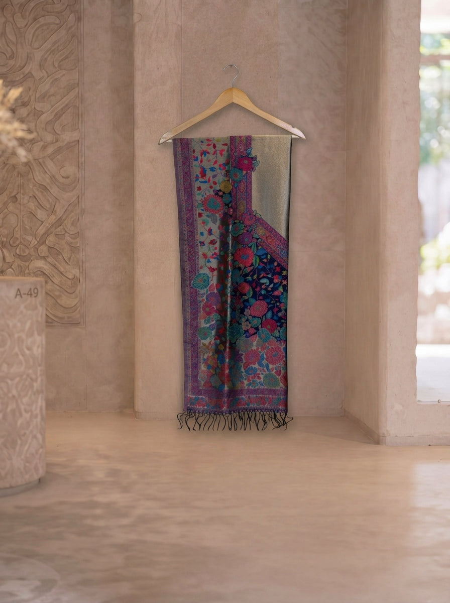 Moonlight Bloom Metallic Scarf