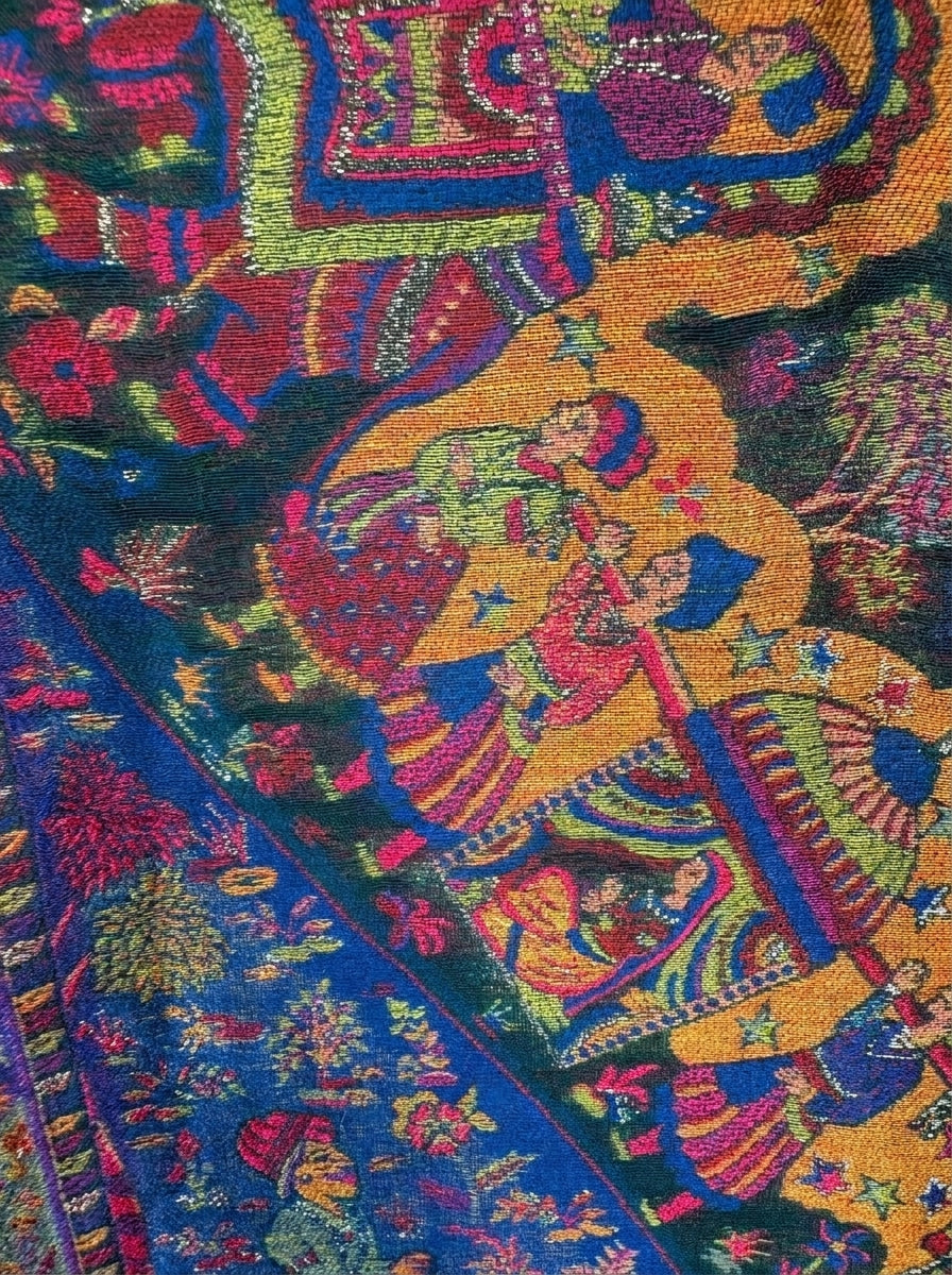 Jewel-Toned Royal Mughal Silk Kaani Dupatta